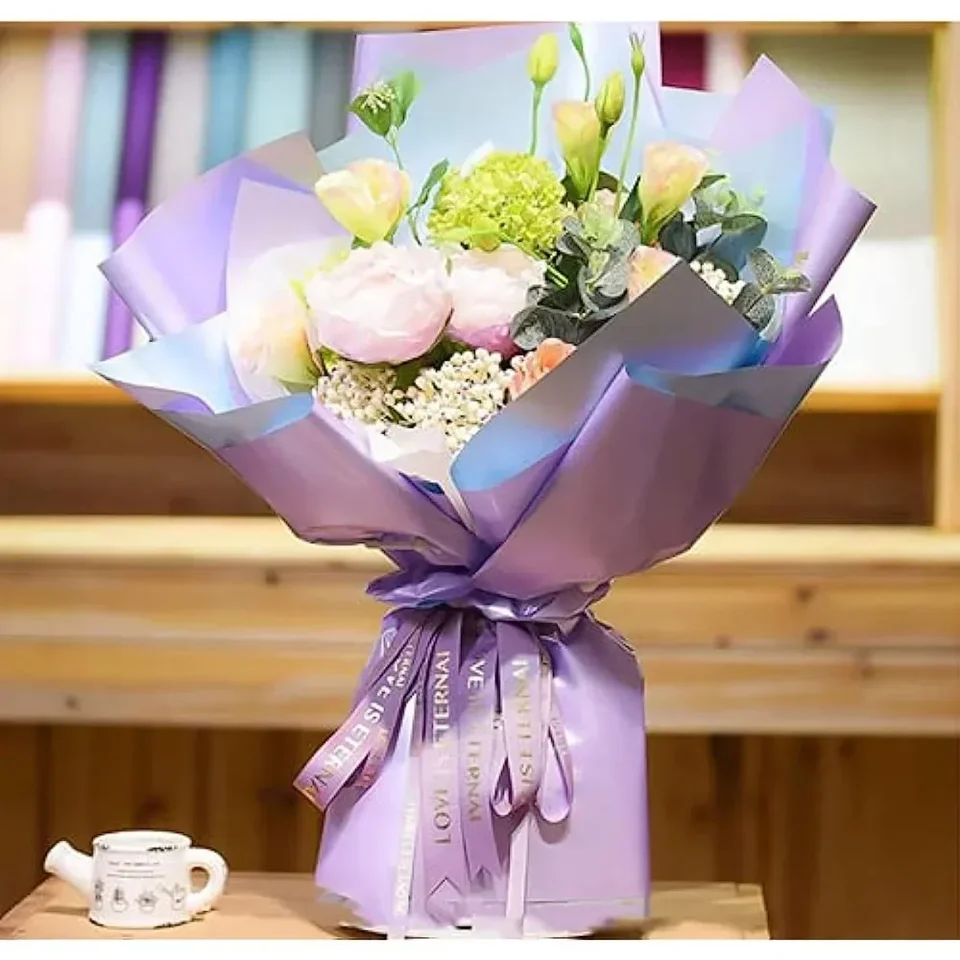 Carta da regalo floreale per mazzi di fiori, impermeabile, viola, per fioristi