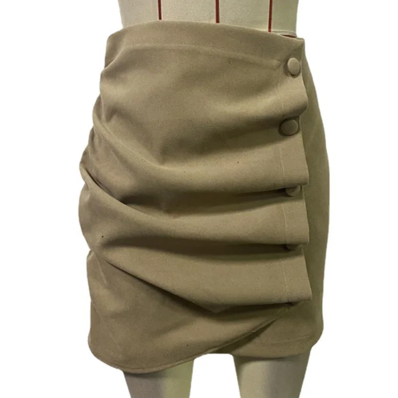 long skirts for women [LGRQ] Asymmetrical Ruched Single Breasted Skinny High Waist Half-body Skirt Women Fashion Summer Autumn 2022 19D7414 satin skirt Skirts