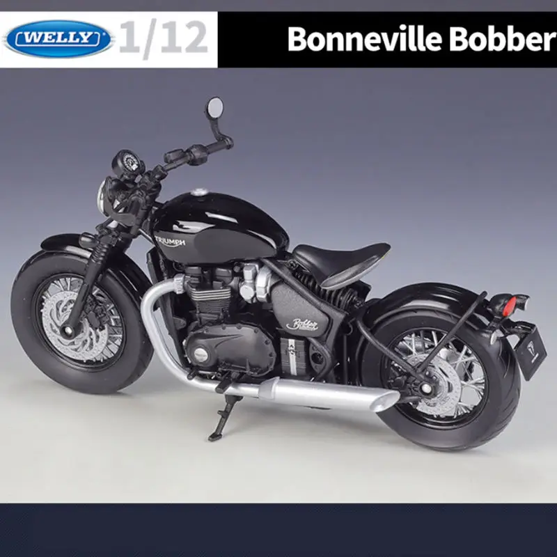 Модель гоночного мотоцикла WELLY Triumph Bonneville Bobber 1:12 из сплава, модель литая металлическая уличная модель мотоцикла, имитация, детская игрушка в подарок