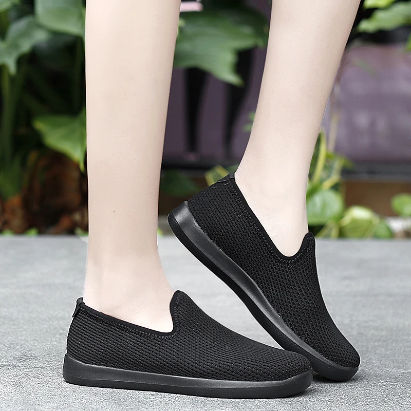 STRONGSHEN Women Flats Casual Shoes Summer Breathable Walking Woven Shoes Anti-slip Handmade Lightweight Trainers Tenis Feminino