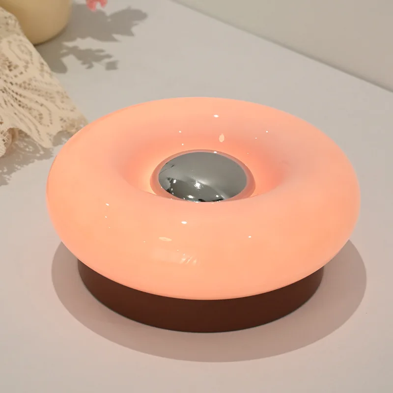 인스 도넛 바우하우스 터치 데스크 램프 독창적인 디자인 침실 침대 옆 분위기 조명 철제 홈 데코레이션 충전식 테이블 램프