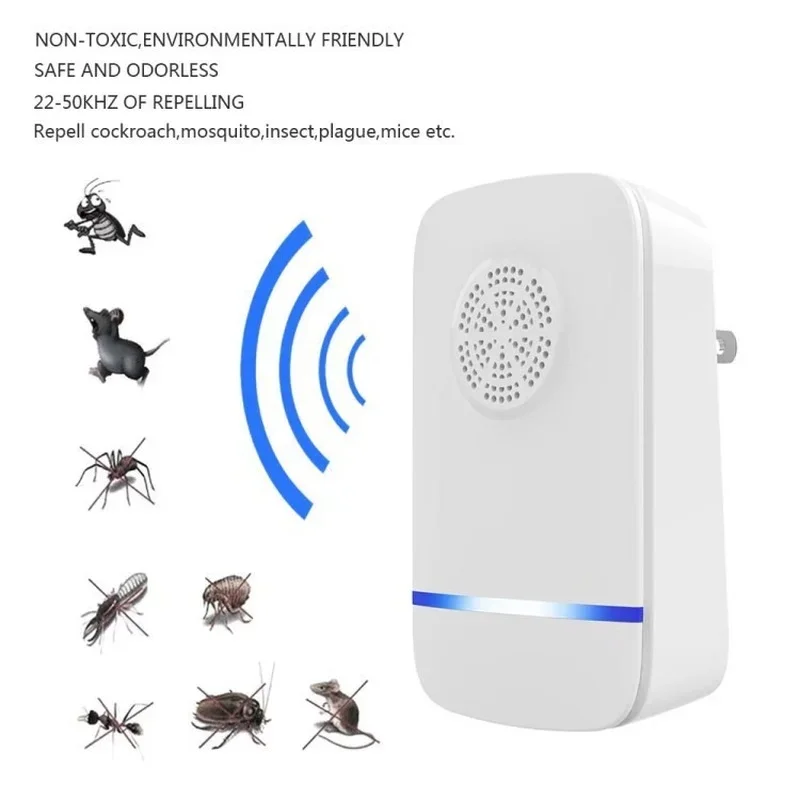 Répulsif à Ultrasons 360° Pour Souris, Rats, Insectes - Portée 600 M² - 4 Modes - LED Clignotante - Alimentation Secteur