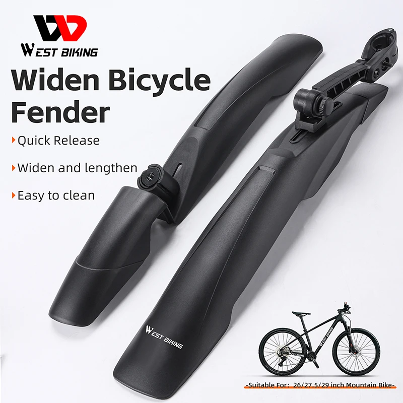 

WEST BIKING Widen Bicycle Fender Mountain Bike Mudguard Quick Release For 26/27.5/29 Inch MTB Cycling Protector Bike Accessories