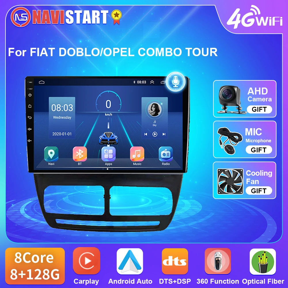 

NAVISTART Car Radio For FIAT DOBLO/OPEL COMBO TOUR 2010-2015 Android Auto Carplay Multimedia Video Player Navigation GPS Stereo