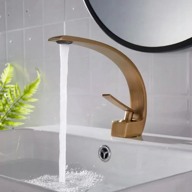 

Antique Basin Faucet Modern Bathroom Mixer Tap Wash basin Faucet Single Handle Hot and Cold Waterfall Faucet