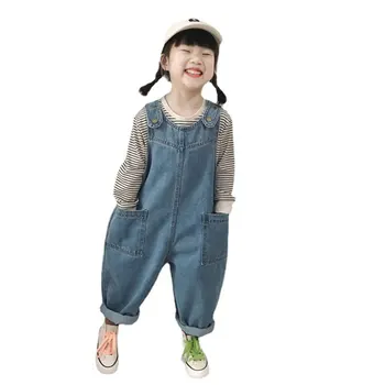 여아용 귀여운 데님 버튼 멜빵 점프수트, 조절 가능한 스트랩, 신생아 청바지 작업복