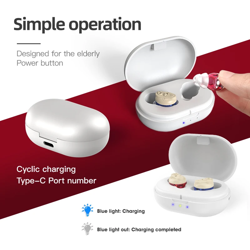 Multi-color Charging Long Life Portable Mini CIC Invisible Magnetic Rechargeable In-Ear Adjustable Hearing Aid For Deaf and Elde hearing aid