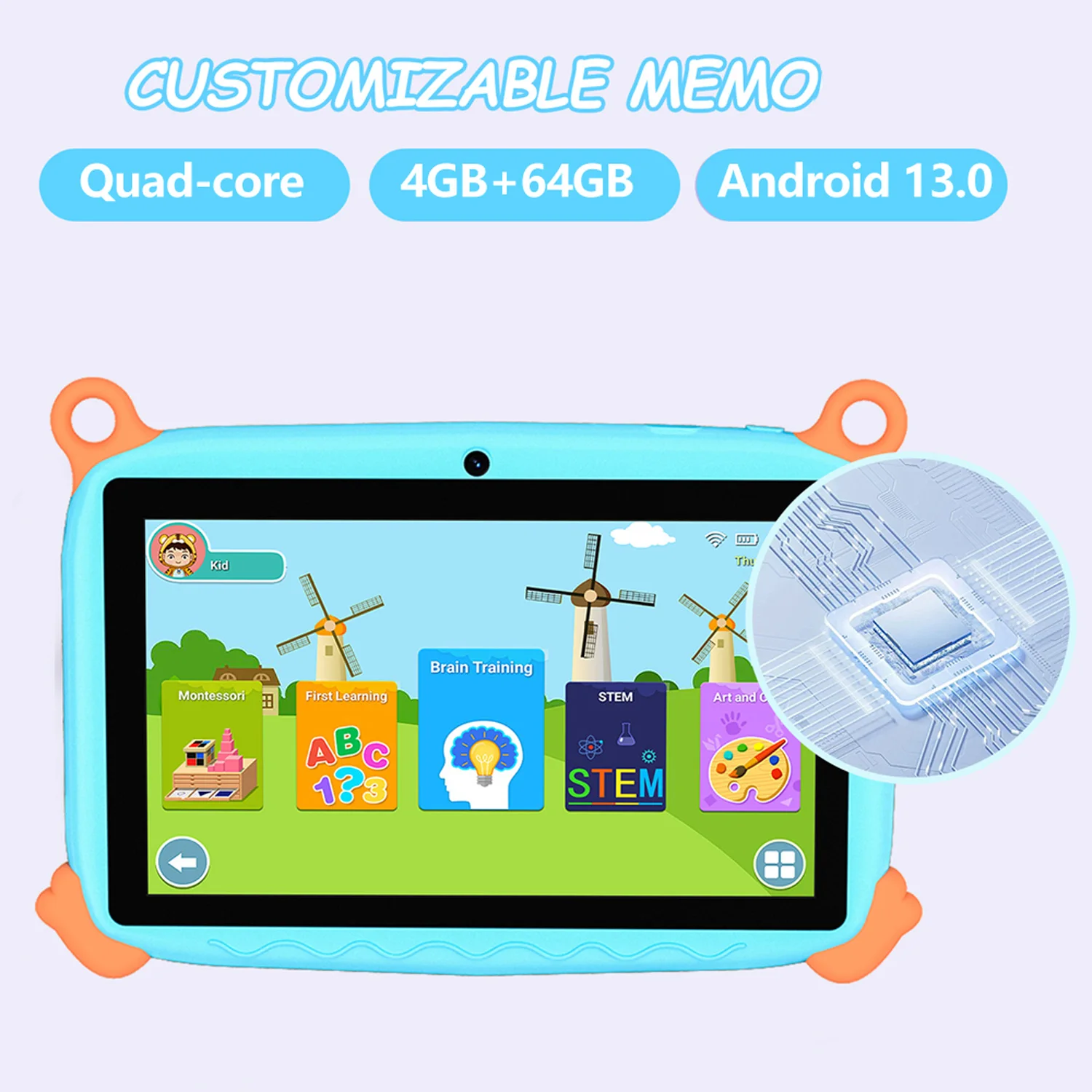 새롭게 출시된 어린이용 7인치 쿼드코어 5G 키즈 태블릿 4GB 램 64GB 롬 듀얼 카메라 태블릿 PC 4000mAh 안드로이드 13.0