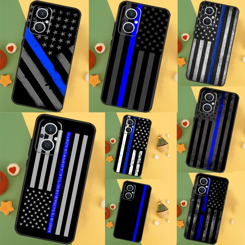 Police Styled Thin Blue Line Flag Phone Case