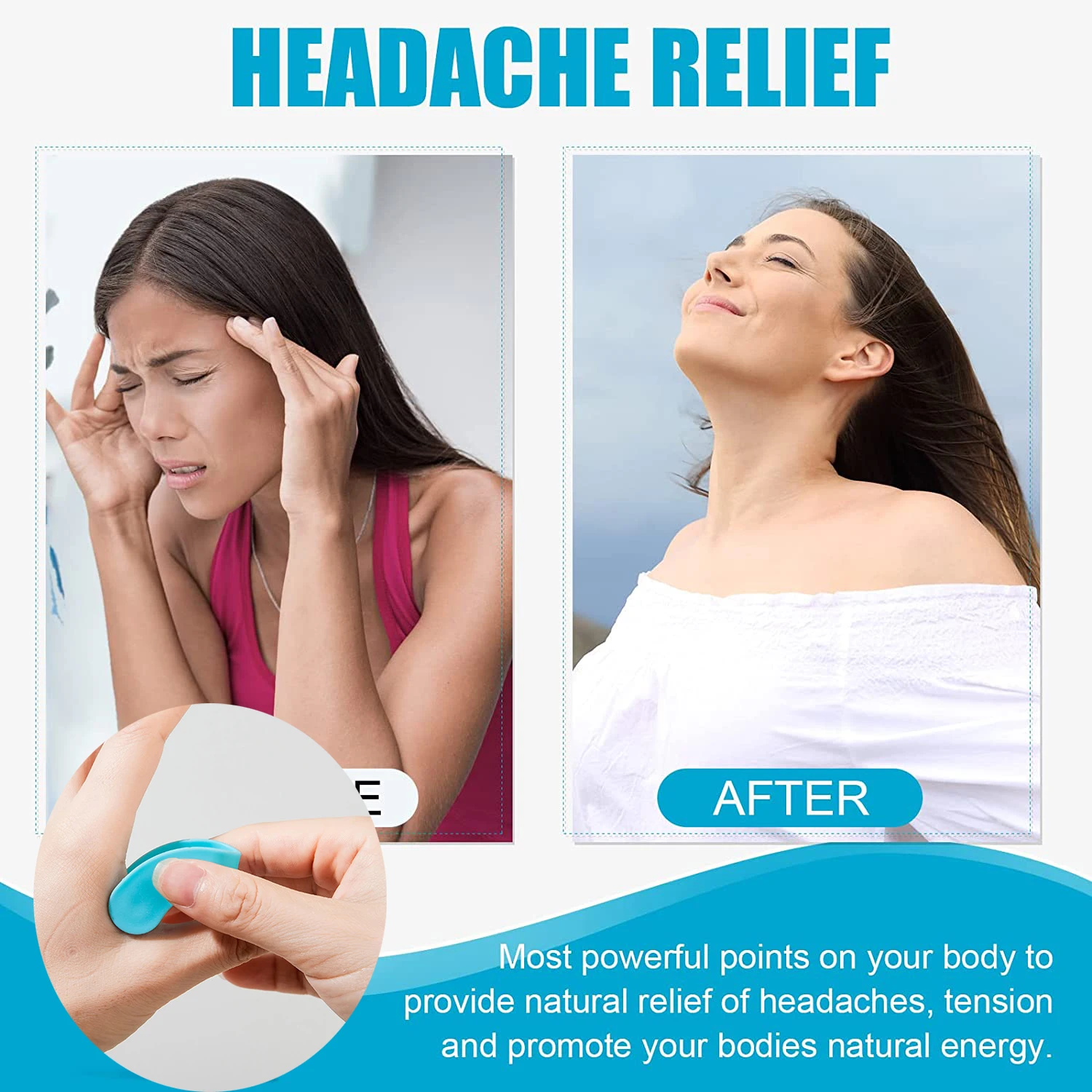 Headache Relief Acupressure-Hand Pressure Point Clip Stress-Alleviation Kidney Care Point Clip