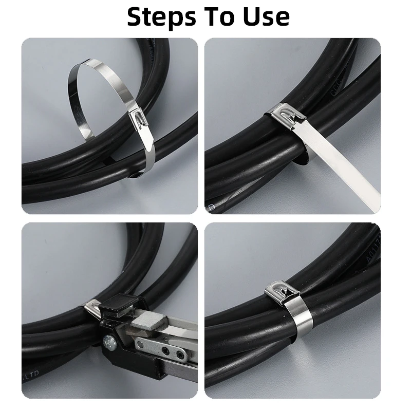 100pcs 316 Aço Inoxidável Metal Cable Ties