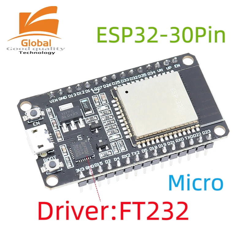 ตัวเลือกสินค้า บอร์ดพัฒนา ESP32 30/38 พิน WiFi+Bluetooth สำหรับโปรเจกต์ IoT