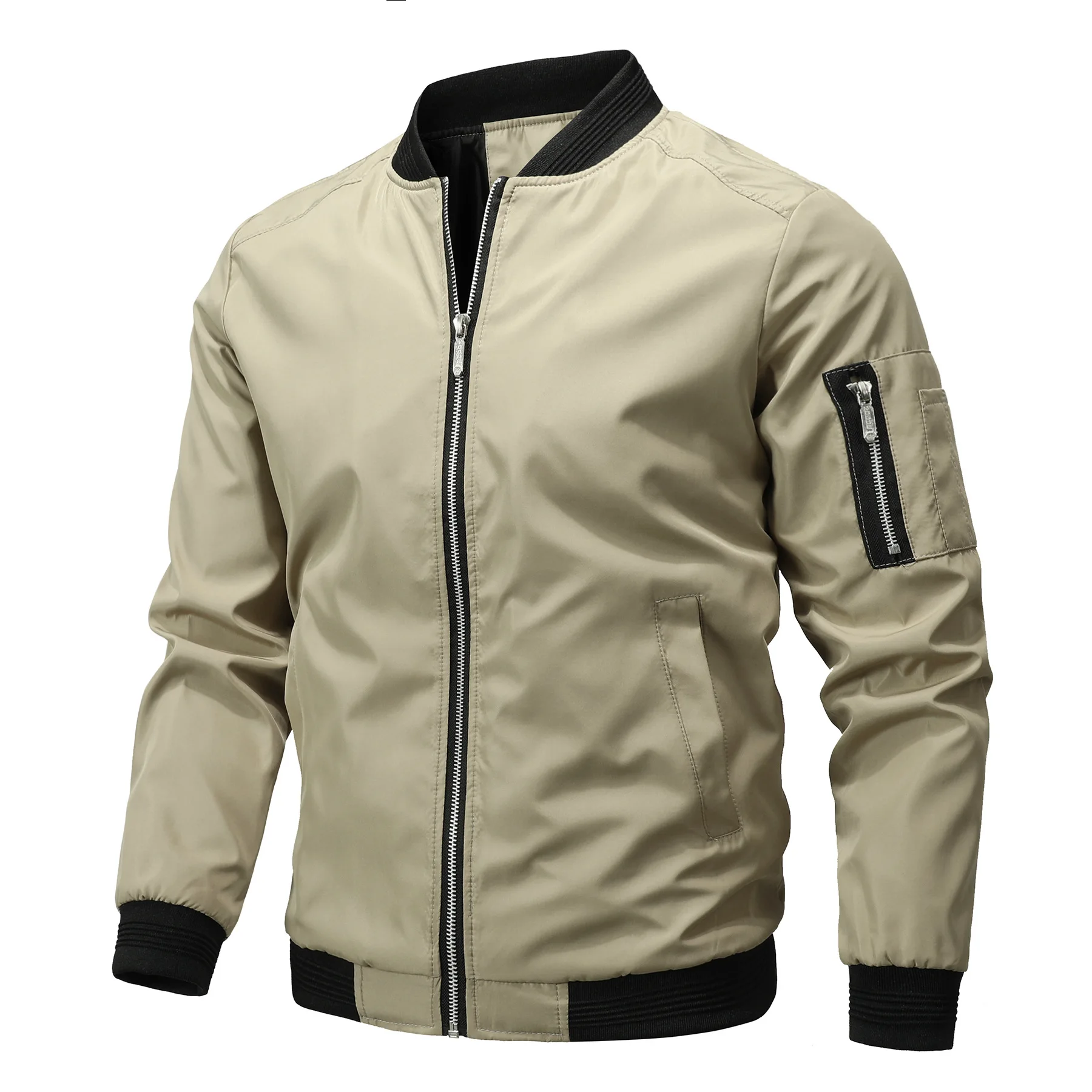 

Men's Stand Collar Casual Zipper Jacket Youth Korean Fashion Loose Coat Windbreaker Casual Male Cardigan Outerwear