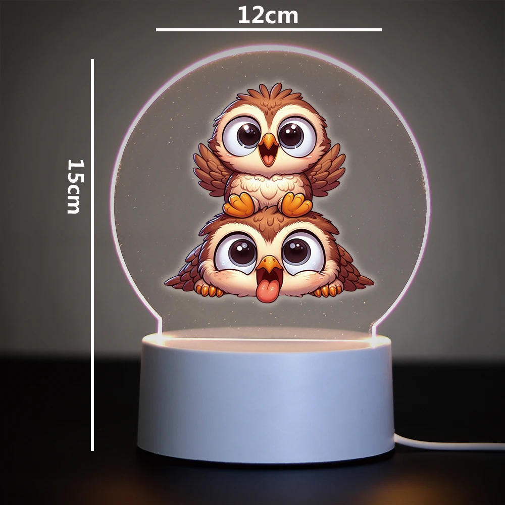 동물 엄마와 아이 3D LED 광학 착시 테이블 램프, 어린이 선물, 3D LED 야간 조명 색상 변경