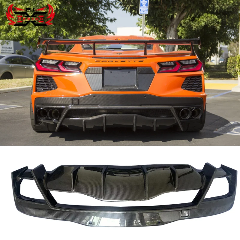

Углеродное волокно для Chevrolet Corvette C8, задний бампер, задние разветвители, ласты, защита от царапин, крылья, задний удлинитель
