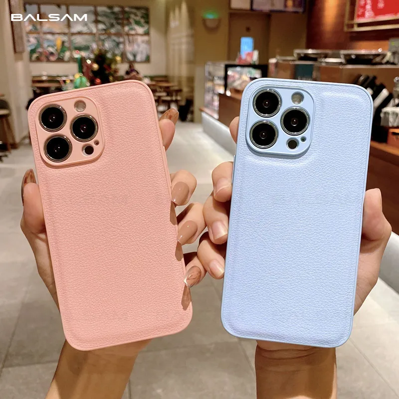 Luxury Candy Color Leather Texture Case For iPhone 14 13 12 Mini