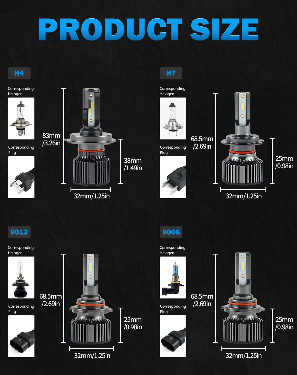 Veículos H3 H8 H9 H11 Lâmpadas Luz