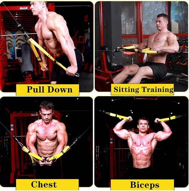Multifunction Fitness Tricep Rope Cable Attachment Anti-slip Handles Grip Durable Nylon Strength Training Gantry Accessories 5