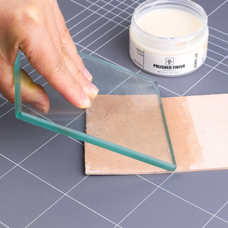 

Leather Burnisher Craft Tools Clear Tempered Glass Slicker for Burnishing Polishing Board Leather Finish Tokonole Gum Tool