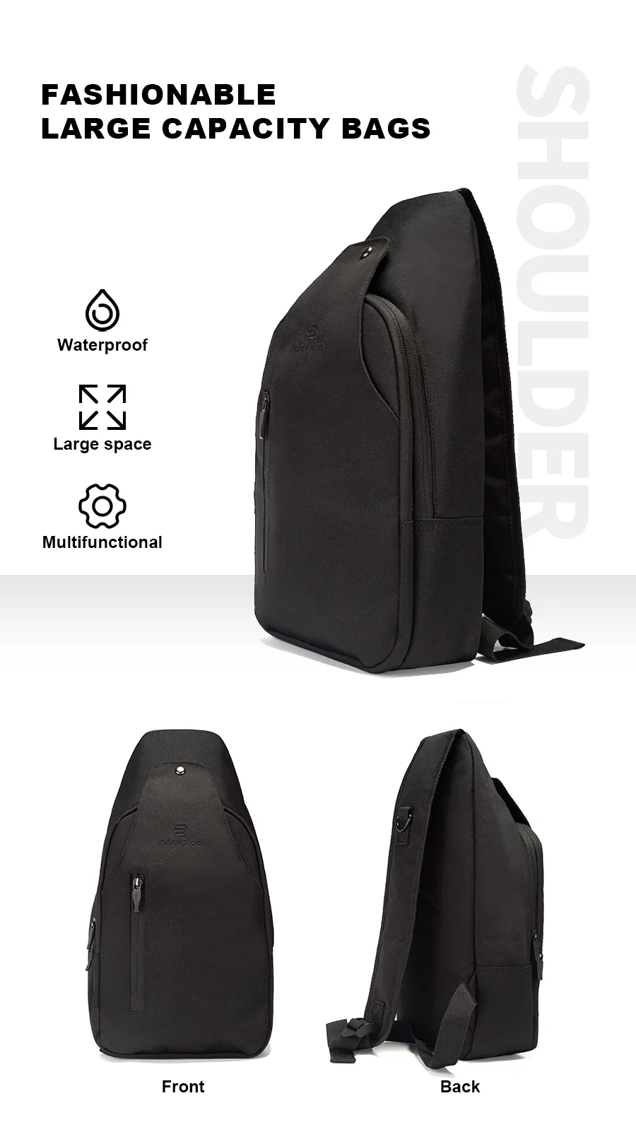 Baasploa Herren-Umhängetasche, modisch, wasserdicht, großes Fassungsvermögen, Outdoor-Sport, Wandern, Brusttasche, Rucksack mit mehreren Taschen, Umhängetasche – Detail 1