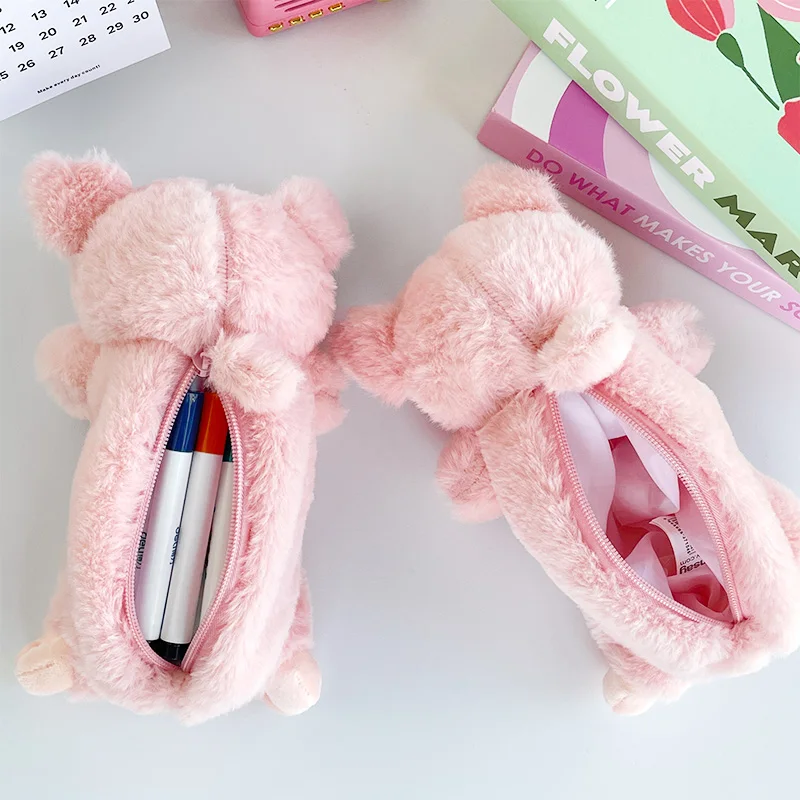 Pencil case Pen Pencil Case Stationery Organizer student girl cartoon animal piggy pencil bag high capacity plush stationery bag desktop storage school supplies