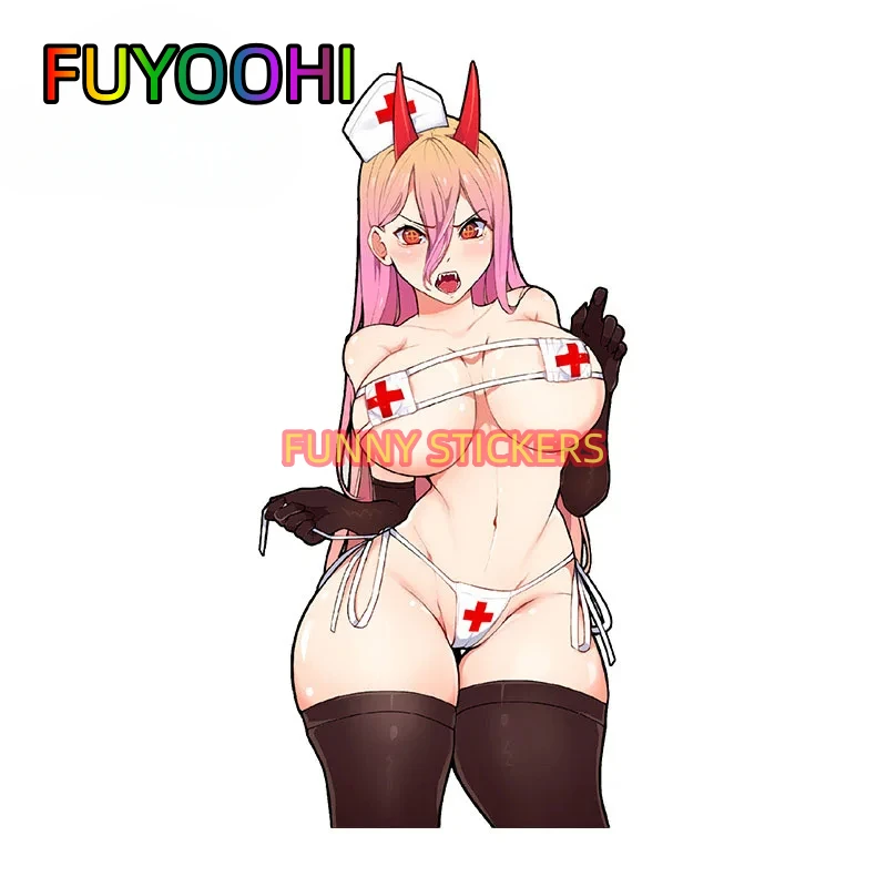 

FUYOOHI Chainsaw Man Sexy Wife Car Stickers Sunscreen Personality Decals Surfboard Bumper Decoration Cute