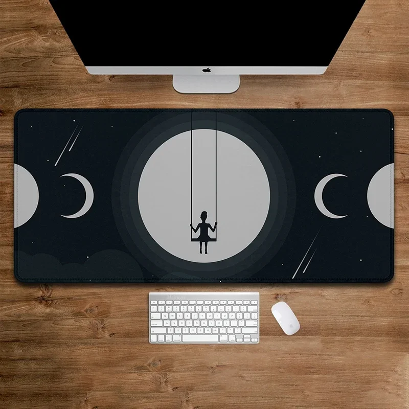 

Lonely Nights Mousepad Gamer 900x400 Gaming Mouse Pad Xxl Pc Keyboard Accessories White Moon Mouse Mat Large Size Desk Mat