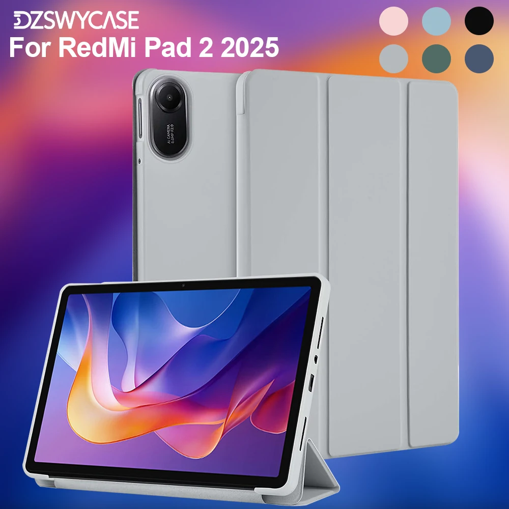 Funda de silicona para Redmi Pad 2 2025 de 11 pulgadas, funda protectora liviana con función de soporte y función de apagado/encendido automático