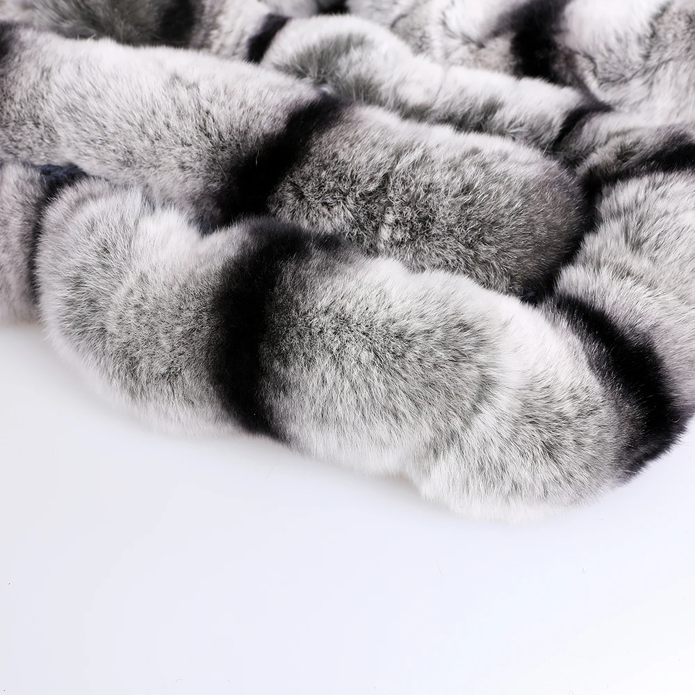 Genuine Women's Winter Warm Soft Real Rex Rabbit Fur Hand Sew Scarf Girl's Scarves Wraps Fashion Neck Warmer Shawl Scarfs