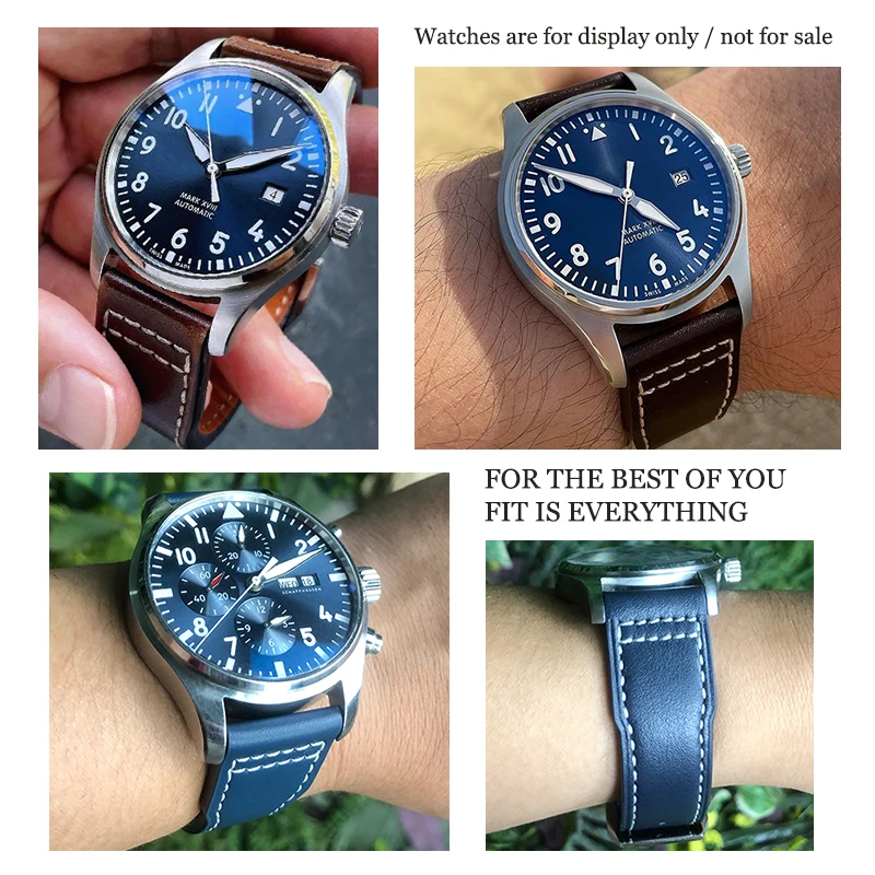Genuine Leather Watch Strap 20mm 21mm 19mm 22mm Cowhide Watchbands For IWC Mark Big Pilot Spitfire PORTOFINO Watch Accessories