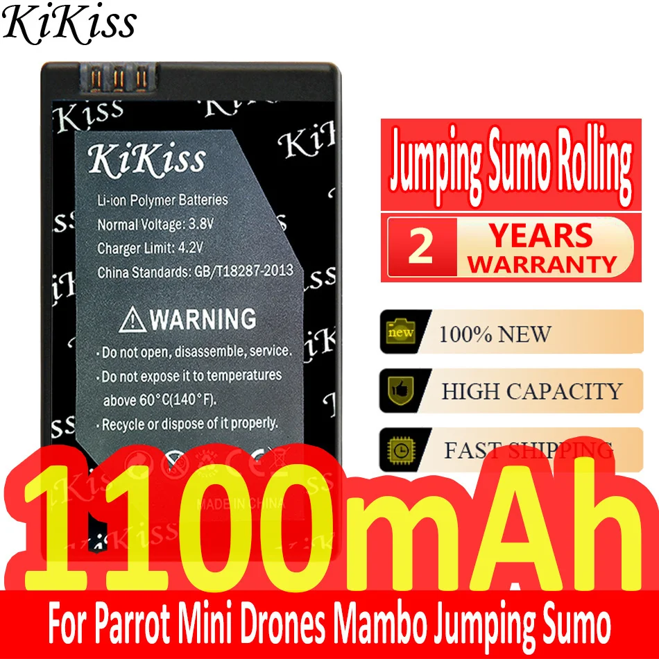 1100Mah Kikiss Potente Batteria Per Pappagallo Mini Droni Mambo Jumping Sumo E Rolling Spider