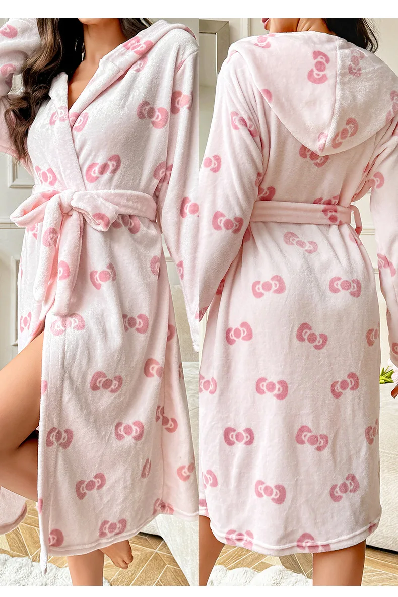 Women’s Winter Plush Velour Robe – Luxury Mid‑Calf Corduroy‑Style Nightwear Long‑Sleeved Tie‑Waist Warm Homewear