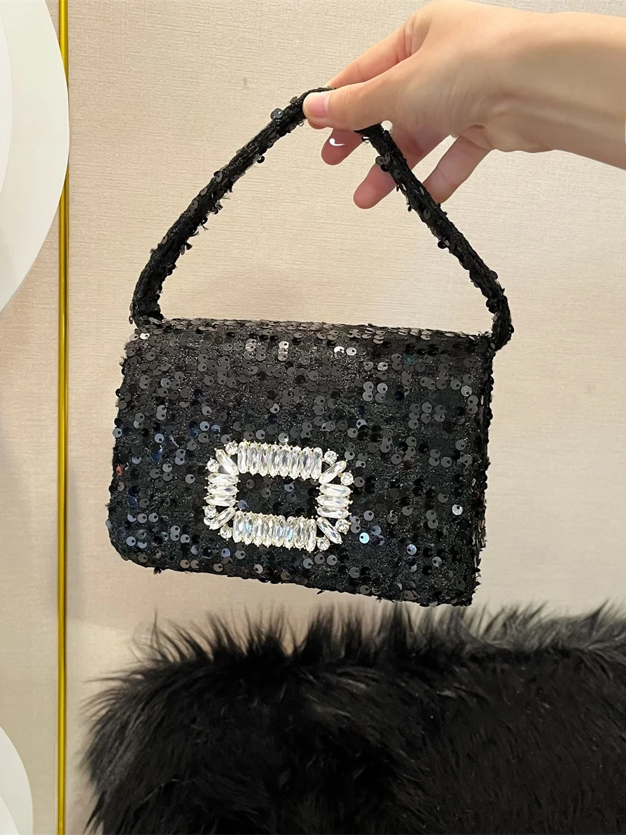 New French sle Graceful Nizi Texture Sequined Handbag Women