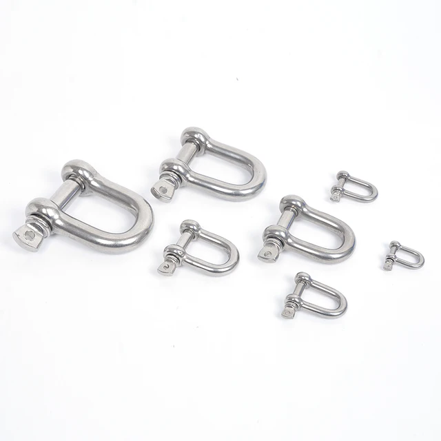 1/2PCS M4/5/6/8/10/12/14 304 Stainless Steel D-type Shackle Bow U-type High-Strength Lifting Ring Buckle Connection Fixed Chain 5