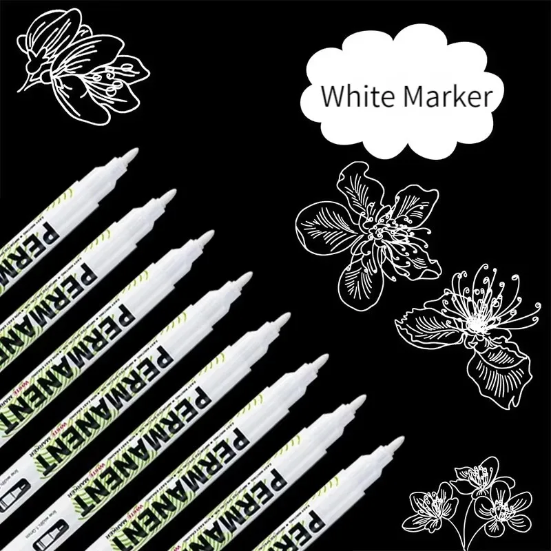 5/10pcs/Set White Marker Pen Graffiti Pens Waterproof Permanent Tire Painting Notebook Tyre Tread Oily Environmental Pen 5