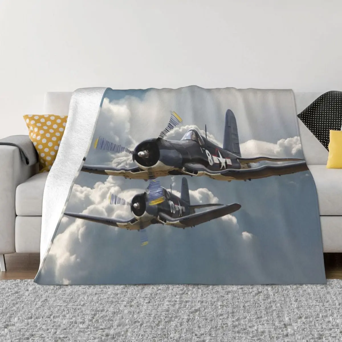 

F4U Corsair Throw Blanket valentine gift ideas Retros for winter Fluffys Large Blankets