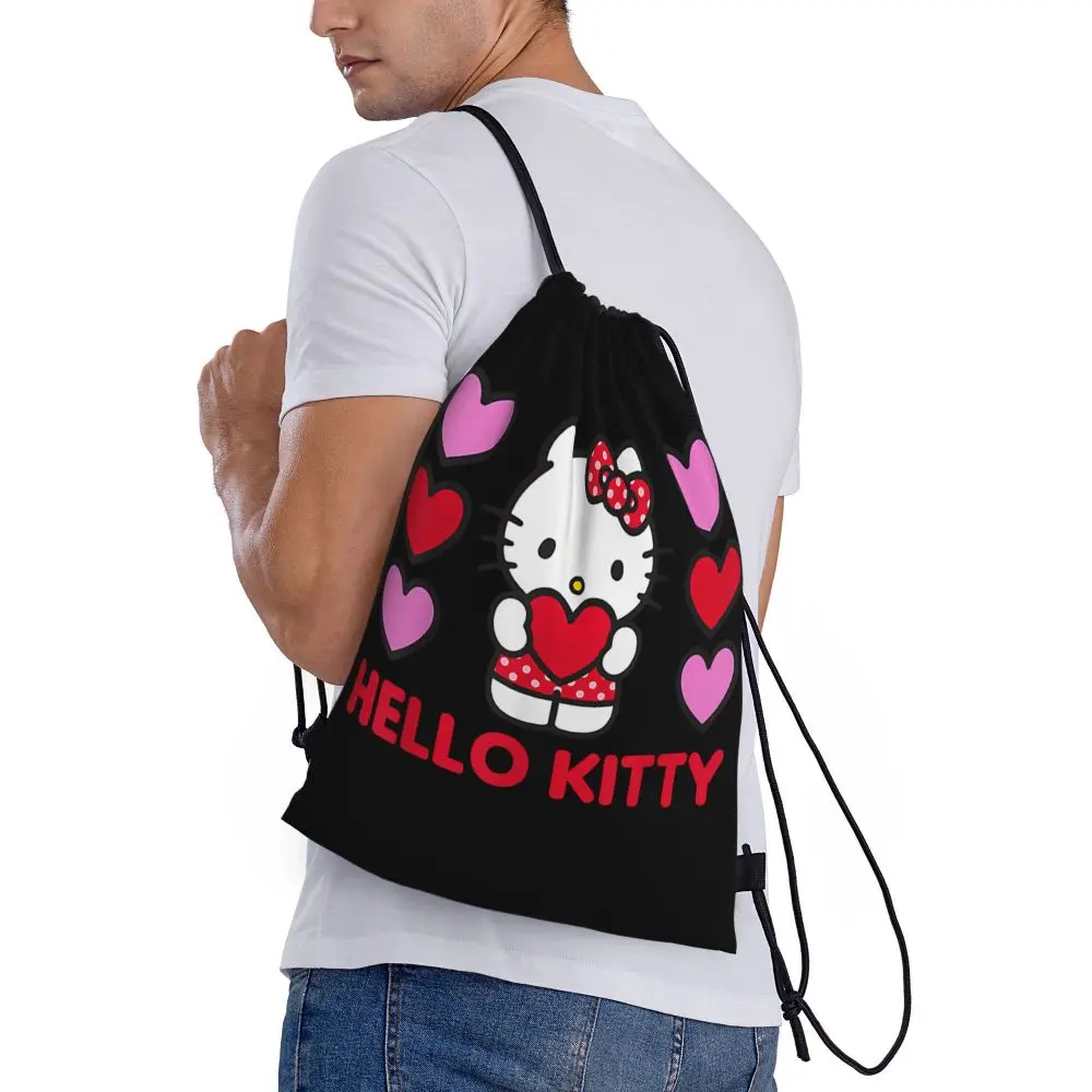 Custom Hello Kitty Cat Drawstring Backpack   -  02