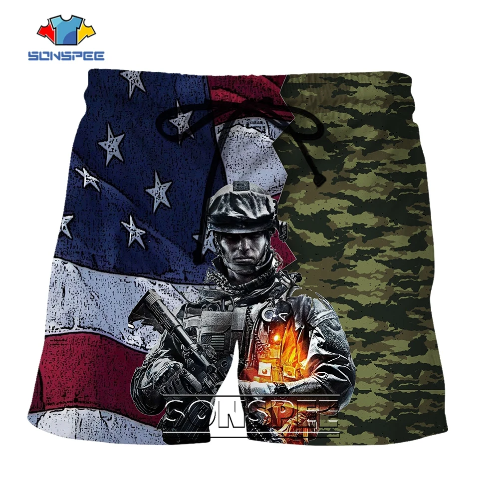 

SONSPEE Militant Soldier Harajuku Summer 3D Print Shorts Plus Size Camouflage Clothing Men Women Street Style Sports Short Pants