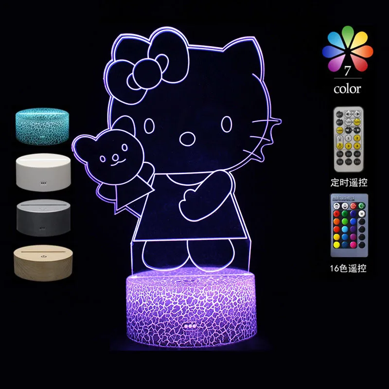 Sanrio Hello Kitty Touch 3D LED Night Light Desk Lamp Kawaii Kuromi My Melody Anime Figure Colorful Light Ornament Birthday Gift