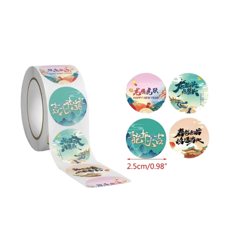 500Pcs/roll New Year Stickers Festive Self Adhesive Labels Traditional Chinese Ornament for DIY Gifts and Decorations 87HA