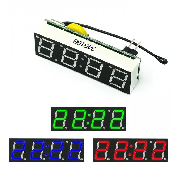 3 In 1 LED DS1302 R8025T Digital Clock Temperature Voltage Module Time Thermometer Voltmeter Board DC 5V-30V Red Blue Green