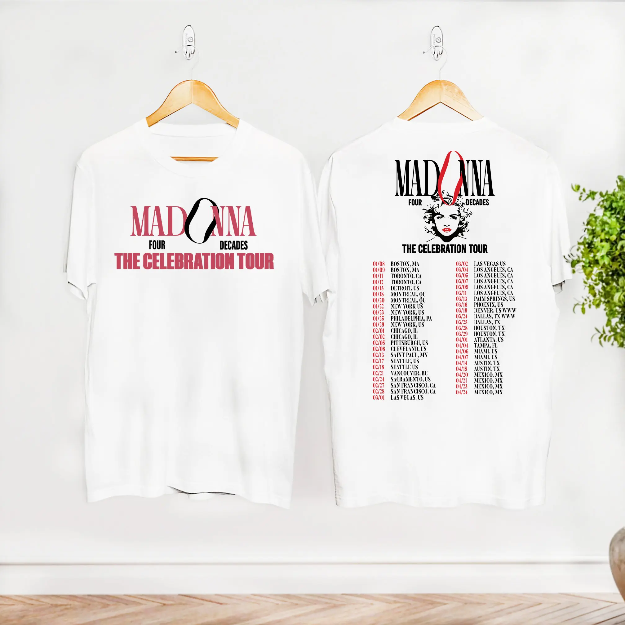 2024 Madonna Quattro Decadi Tour T Shirt La Celebrazione 2024T Per I Fan Merch