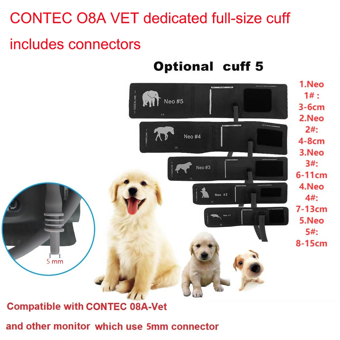 VetUseCuffAnimalsCuffCONTEC08AVeterinaryBloodPressureMonitor