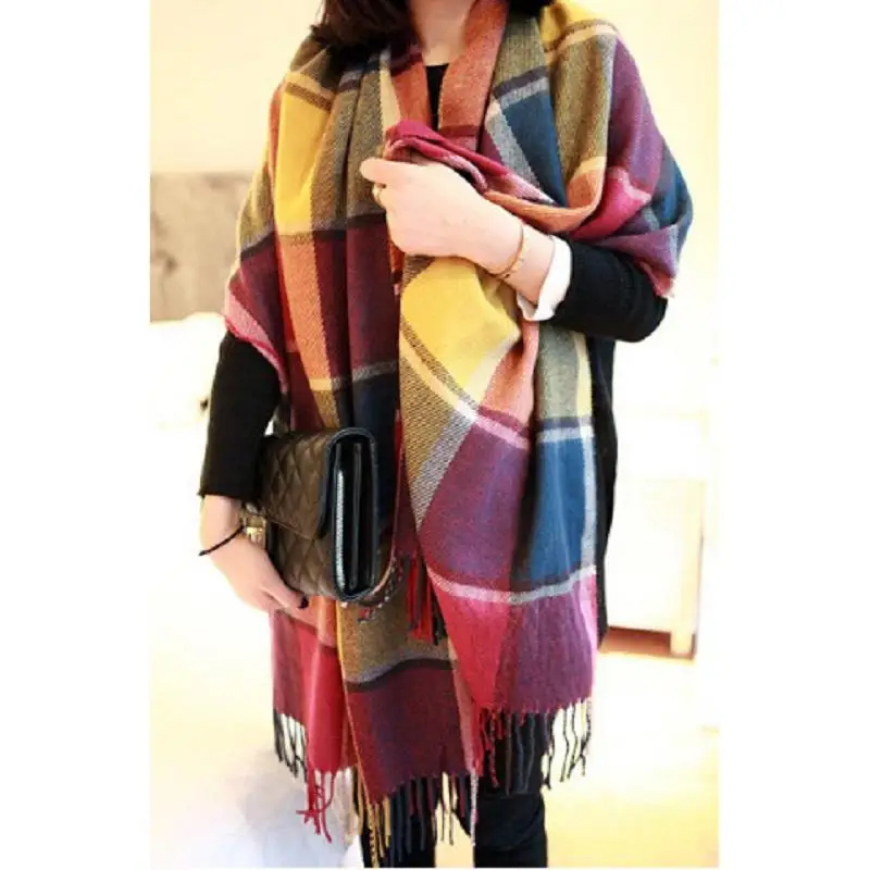 

Cashmere Scarf Women Lattice Imitation Cashmere Scarf Autumn and Winter Thick Fashion Warm Wild Foulard Female Scarf Shawl AC006