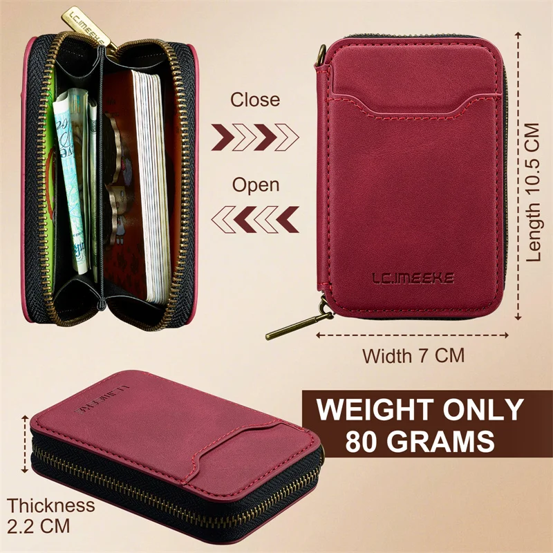 Luxurious MagSafe Magnetic Leather Flip Wallet Phone Case with Zipper Card Holder