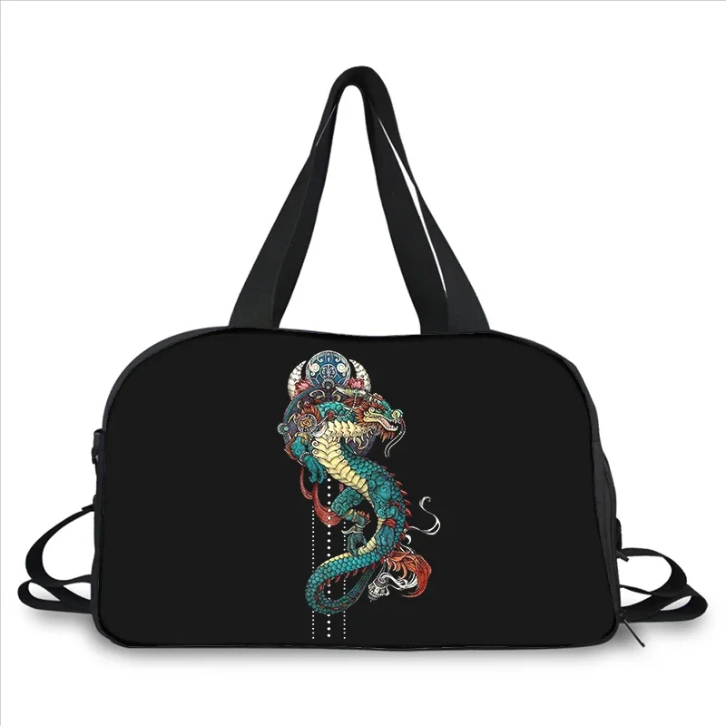 Loong CHINA Chinese dragon 3D printing fashion trend portable large capacity multi function messenger bag travel bag