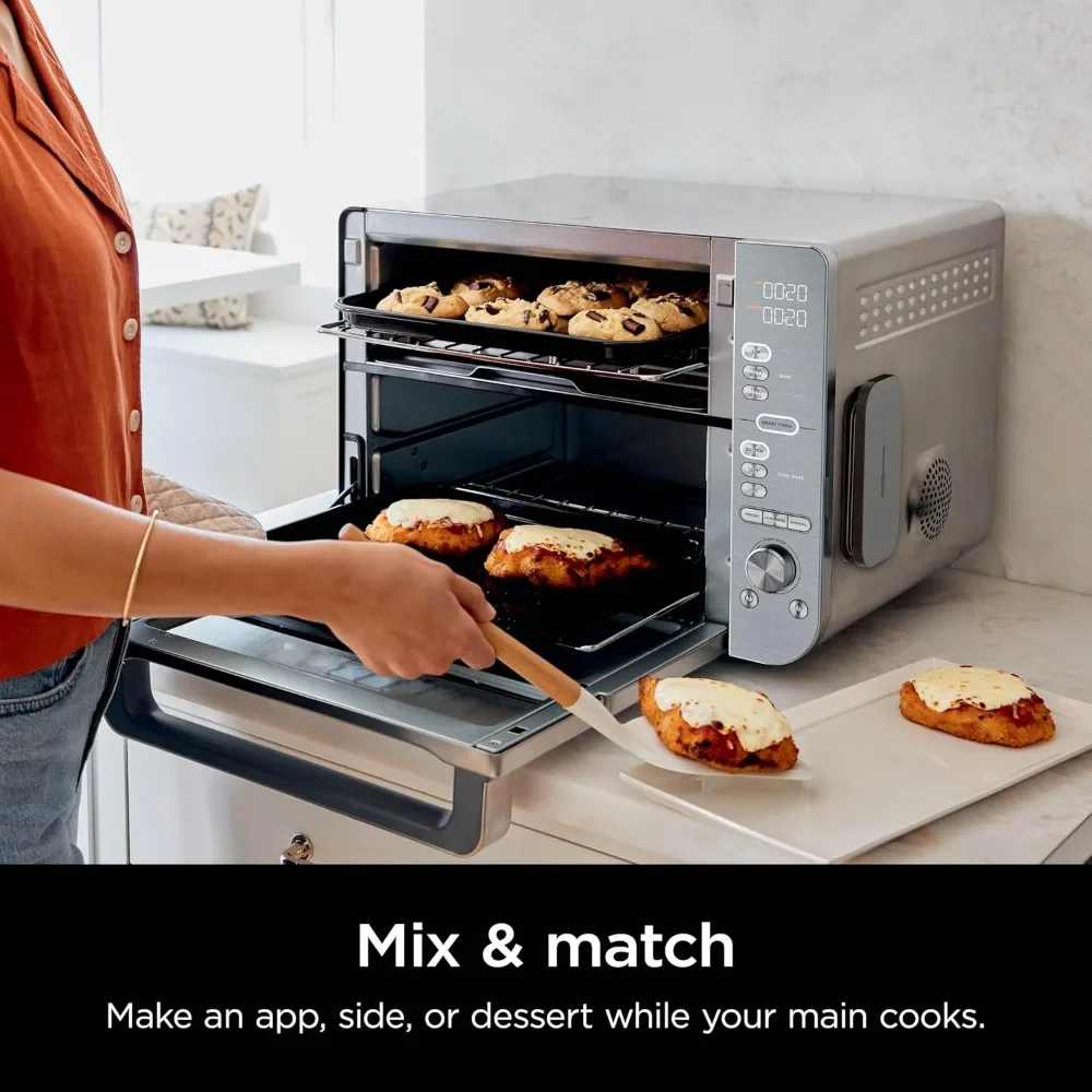 Countertop Oven Double Stack XL & Air Fryer with Pro Cook System, 12-in-1, FlavorSeal, SMART FINISH with DualZone Technology