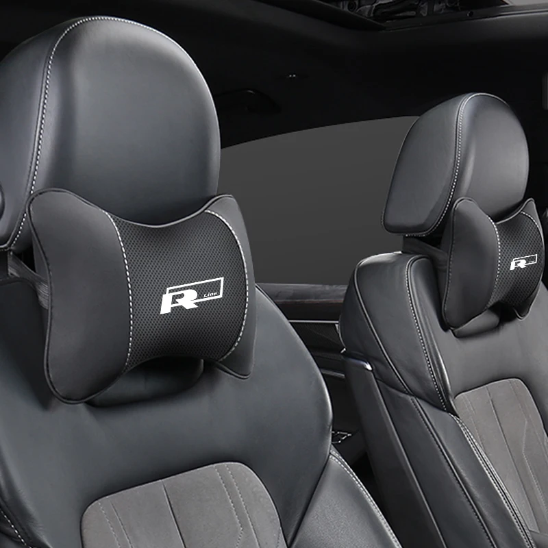 1Pcs Car Seat Headrest Auto Neck Pillow For Volkswagen Rline T-Cross Arteon Jetta Caddy GTI GTD Sharan Transporter Touareg car headrest car pillow car neck pillow