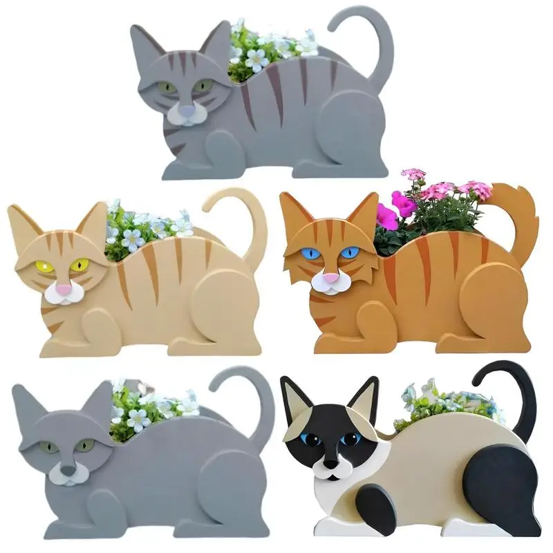 

Цветочный горшок в виде кота, милые Мультяшные животные, милые деревянные декоративные вазы, креативные горшки для растений, украшение для дома