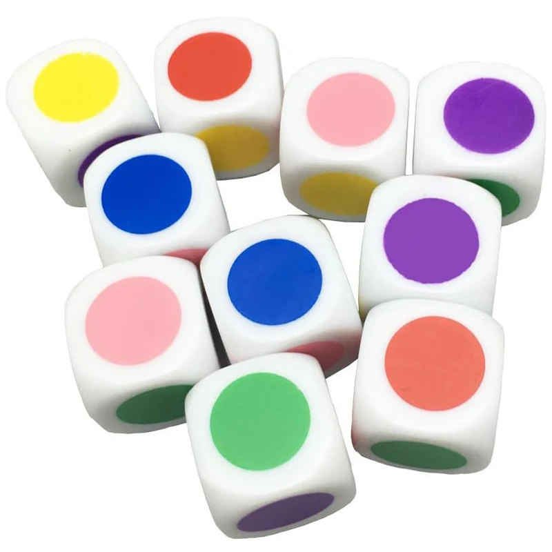 

10Pcs Colored Dots Dice Six Sided 16mm Kids Educational Toys Montessori Brinquedos Pedagogicos Infantil Kinder Spielzeuge